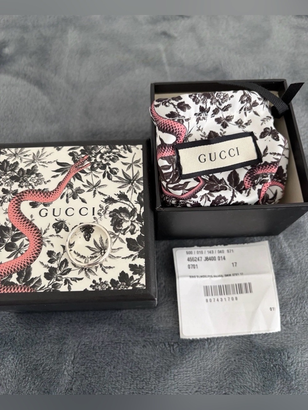 Brand New Gucci Blind for Love Sterling Silver 925 Ring Size 17 (US 8)